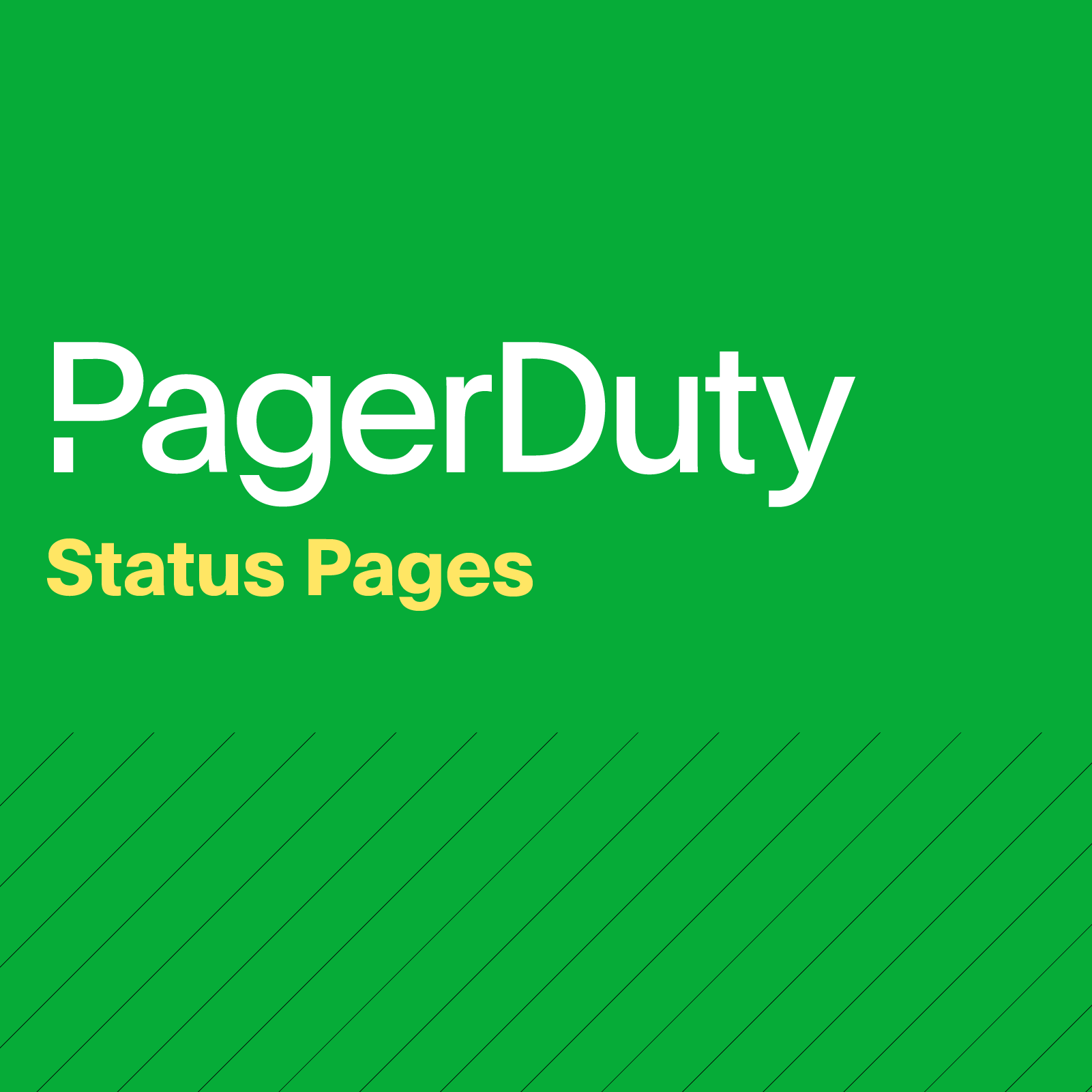PagerDuty logo in white on green square background with yellow text that reads, 