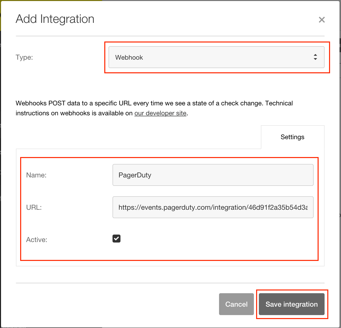 (Integration configuration)